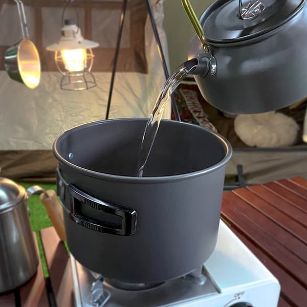 Campingkogesæt til 2, Mørkegrå, Aluminium Mess Kit, Bærbart til Vandreture og Picnic