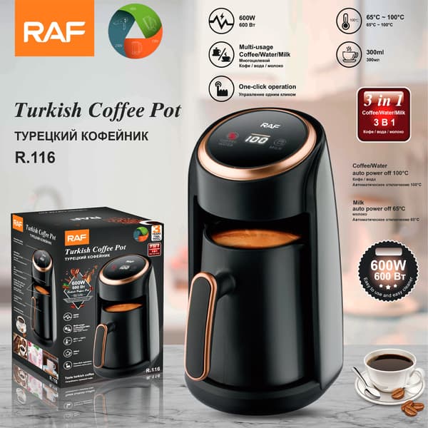RAF Tyrkisk Kaffemaskine 3 I 1 - 300 Ml 600 Watt Digital