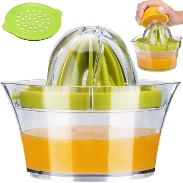 Manuell citruspress, grön, 400 ml, citronpress i plast för färsk juice