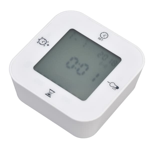 Multifunksjonell vekkerklokke med termohygrometer, lydkontroll, lysende display for hjemmet