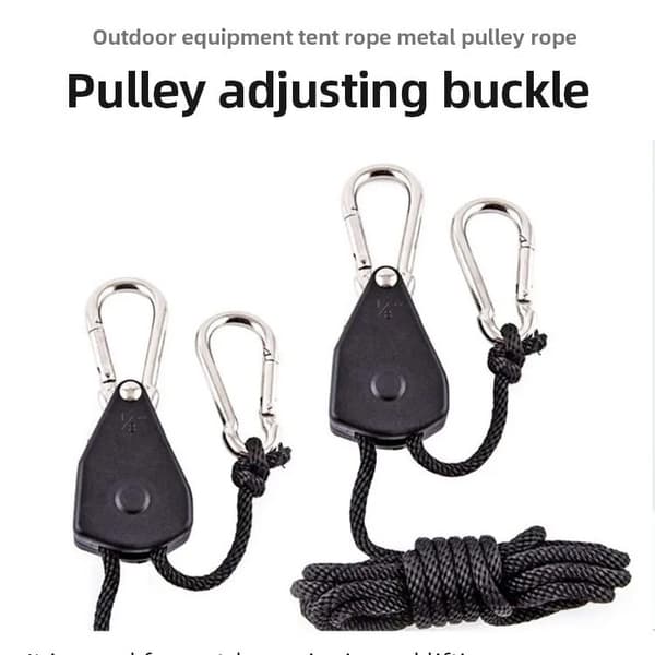 Justerbar Rebophæng 2-pak, 5m, 68kg Kapacitet, Nylon & Stål, Sort, til Plantelys