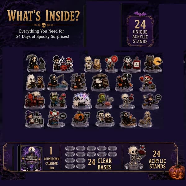 Halloween Spöklik Nedräkningskalender, Spökhusöverraskning, Akryl, Barn & Tonåringar