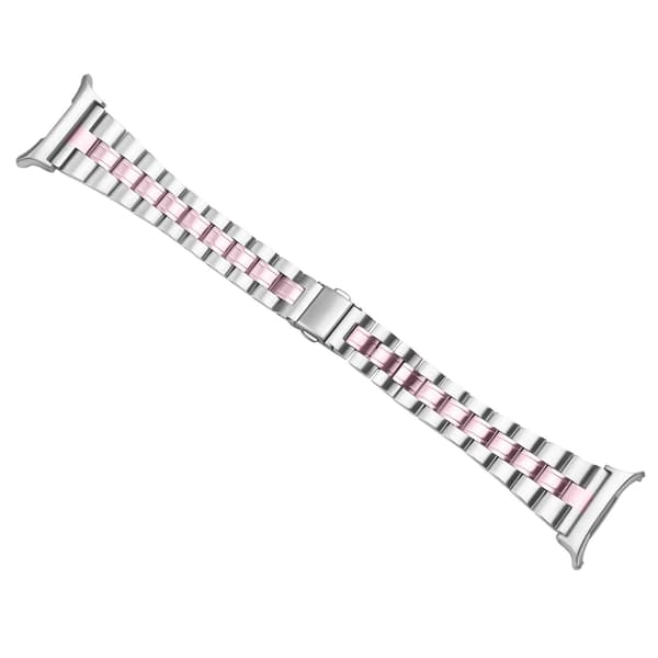 Urrem i rustfrit stål kompatibel med Samsung Galaxy Watch8, Pink, 20,5 cm længde, 2 cm bredde, tre-leds design