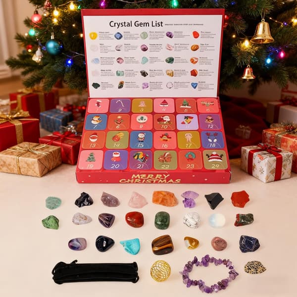 Krystall-adventskalender 24-dagers nedtelling til jul, 2025, reflekterende festlig dekor