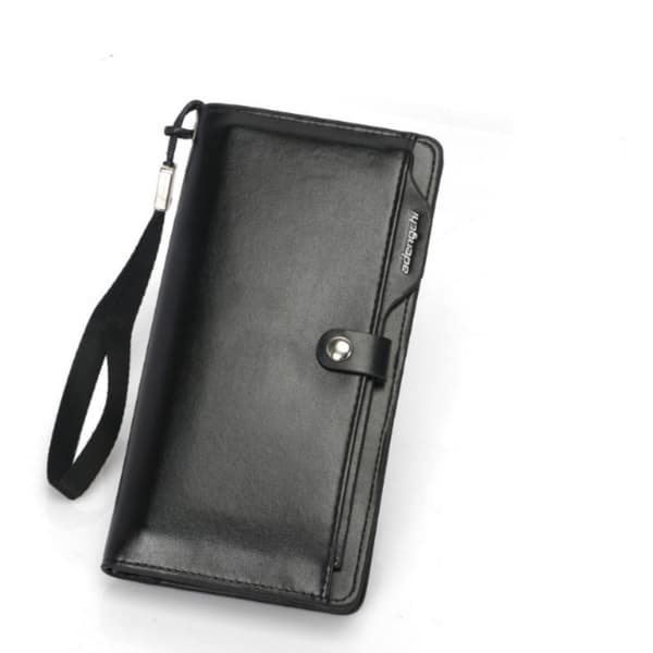 Herre Clutch Pung, Sort, 17 Kortpladser, RFID-Blokering, PU Læder, Stor Kapacitet