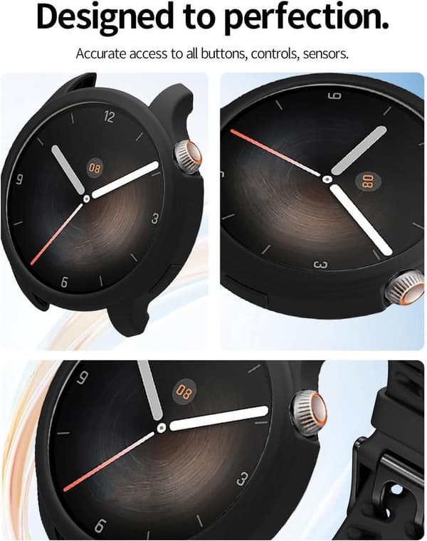 2-pakning silikonetui kompatibelt med Amazfit Balance A2286, støtsikkert uthulet deksel - svart