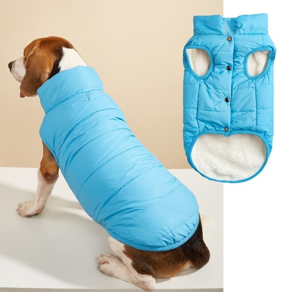 Hundevest i bomull, varm ensfarget knappevest for små og mellomstore hunder