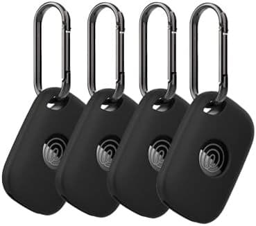 4-pack silikonfodral för Tile Pro 2024 Bluetooth-spårare, stötsäkert, med nyckelring, lila svart