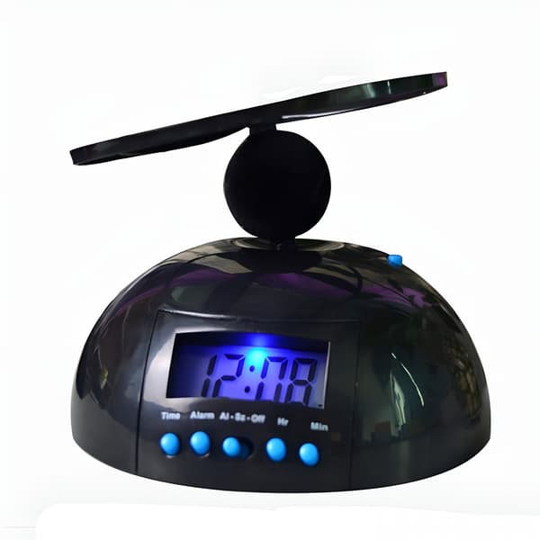 Flygande väckarklocka med LED-display, svart, 1 st 14x6 cm, snooze-propeller, högljudd för sovrum