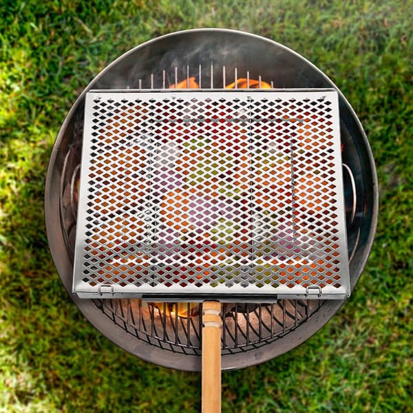 Sammenklappelig Grillkurv, Rustfrit Stål, Non-Stick, til BBQ, Fisk, Grøntsager, Camping & Picnic