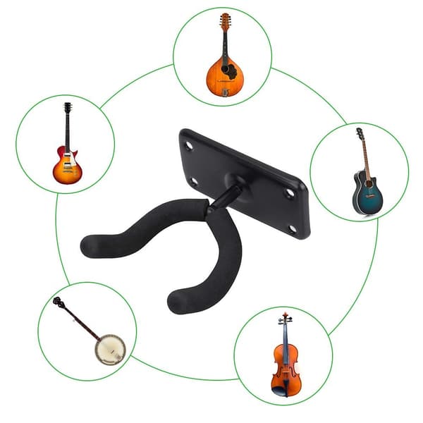 Väggmonterad gitarrhängare för akustisk, elgitarr och bas, 2-pack, metall och skum