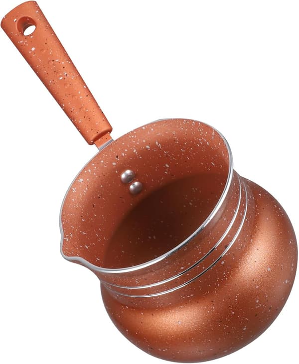 Mini multifunktionel mælkesaucegryde med låg, 10 cm non-stick husholdningsgryde, kaffefarve