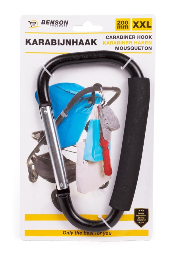 Stor karabinkrok, 14x200mm, mykt grep, multifunksjonell for vesker, bøtter, hundebånd