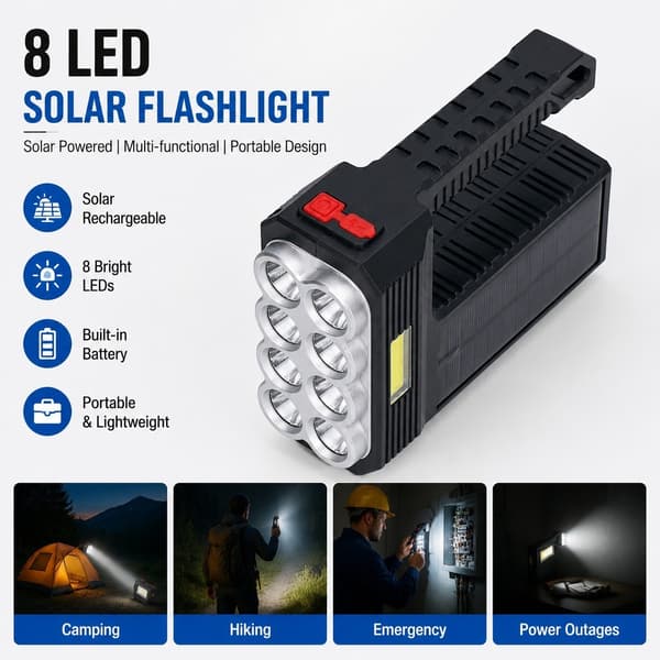 Solcells LED-lykta, Bärbar Superljus Campingstrålkastare, Utomhusäventyr