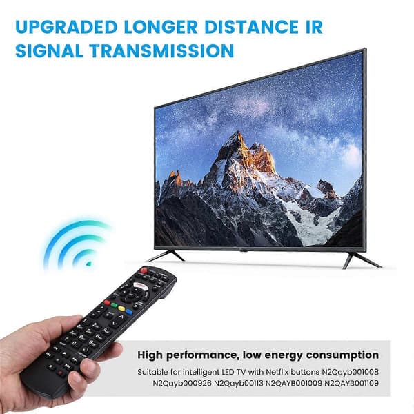 Erstatningsfjernkontroll for Panasonic Smart Led TV Netflix-knapper Black