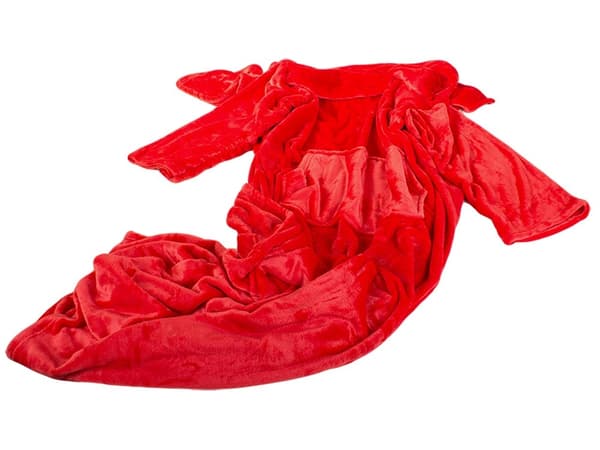 Brukbart teppe med ermer, rød, 200x140 cm, myk polyester, koselig for hjemmet Red
