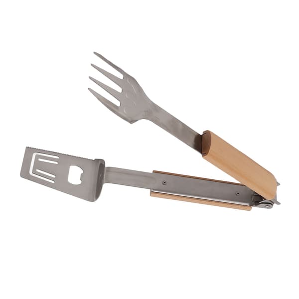 Grillspatula, gaffel og tangsett i rustfritt stål, langt håndtak, multifunksjonell grilltang for camping