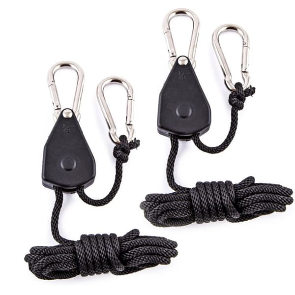 Justerbar Rebophæng 2-pak, 5m, 68kg Kapacitet, Nylon & Stål, Sort, til Plantelys