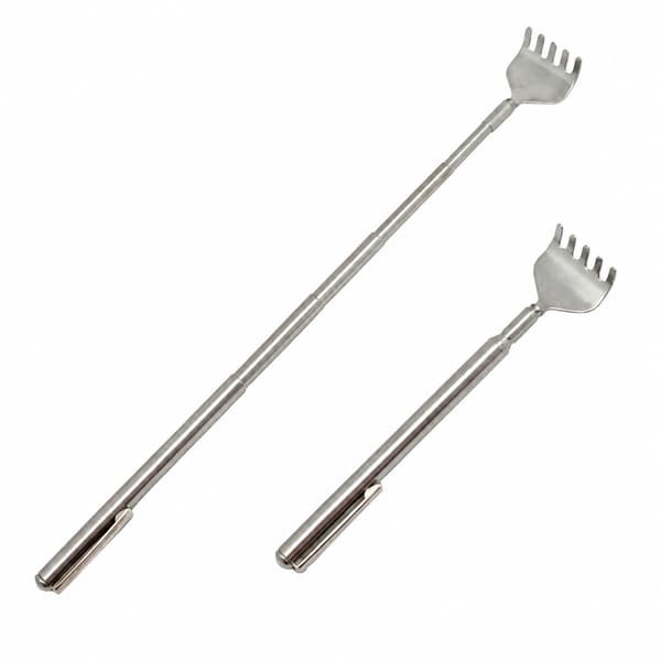Ryggkliare i rostfritt stål med teleskophandtag, silver, 17 cm, lång räckvidd