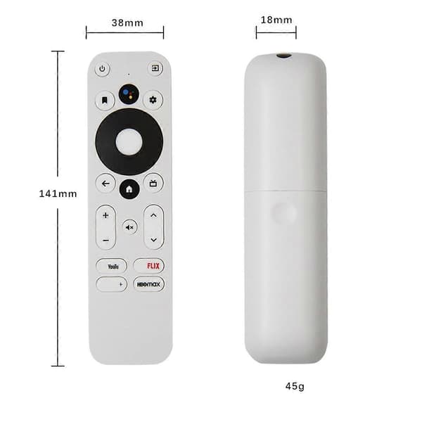 Erstatningsfjernbetjening til MECOOL KM2 PLUS ONN Android 4K UHD TV-boks Bluetooth Stemmefjernbetjening White