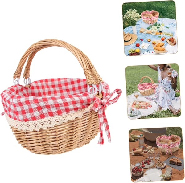 Set med 2 små rektangulära förvaringskorgar i rotting - Picknick- och grilltillbehör för kök och skafferi
