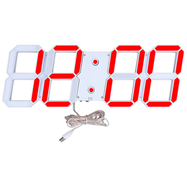 LED Hulrom Veggklokke, 3D Digital, Intelligent Dimming, Multifunksjon, 100-240V UK Plugg