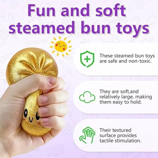 Glitrende blød gummirulle, guld, anti-stress fidget-legetøj med æske
