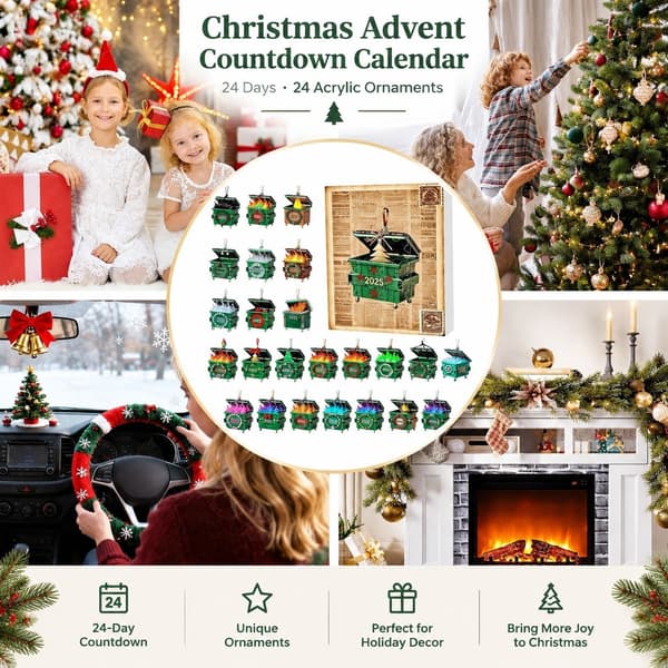 Julkalender med nedräkning, 24-dagars 2D akrylornamentset, stil C