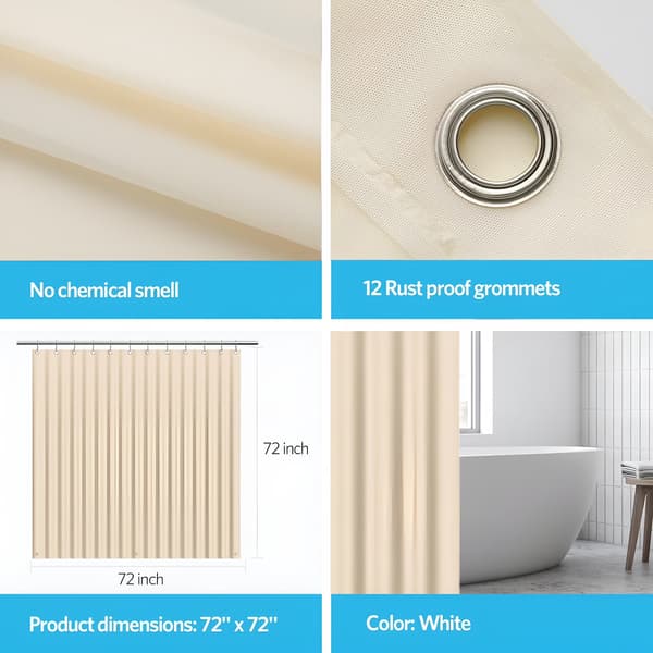 PEVA dusjforhengforing 72x72 tommer, beige, vanntett, rustfrie metallmaljer