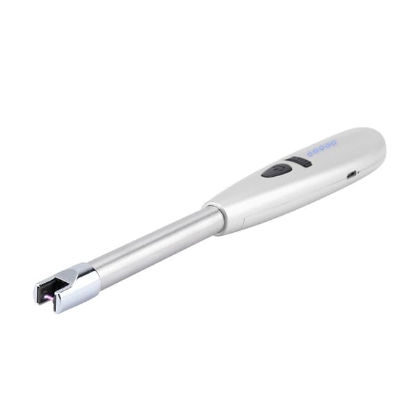Bærbar elektrisk vindlighter, genopladelig, batteriindikator, mat sølv, til camping BBQ Yalan