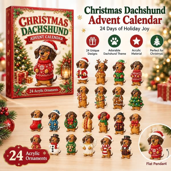 Julkalender med djur 2026, platt hängsmycke i akryl, 74