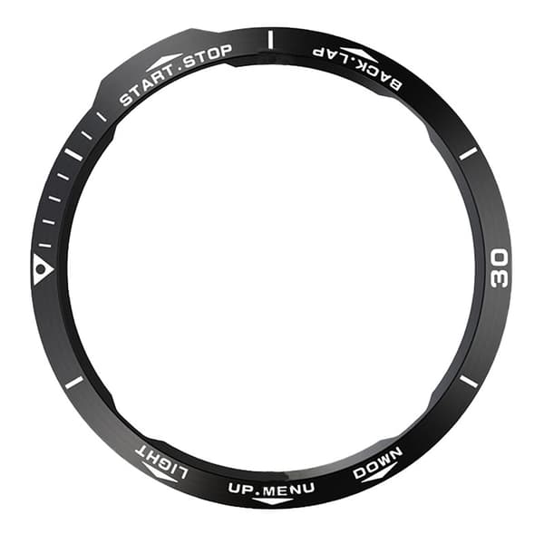 Rustfrit stålramme til Garmin Fenix 6X-serien, sort og hvid, beskyttende ramme