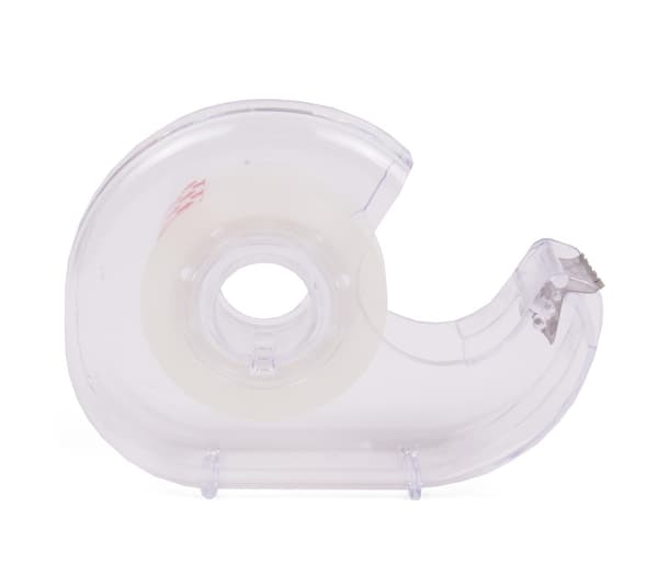 Tejpdispenser med tejp, 18 mm x 20 m, transparent, kontor & hem