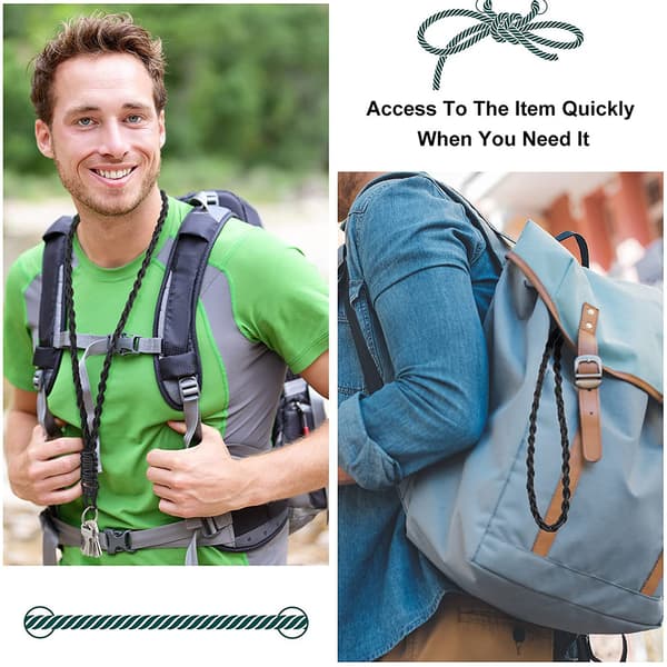 Handvävd Paracord Nyckelring, Svart, Slitstark Polyester, Multifunktionell för Nycklar & ID