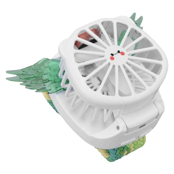 Mini Håndledsventilator, Englevinge Design, USB Opladning, Trådløs, Flettet Urrem, Bærbar, Grøn