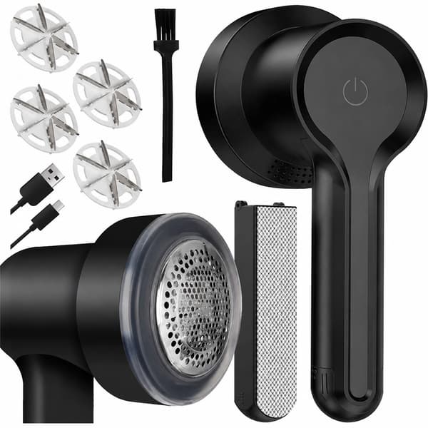 Elektrisk stofshaver, fnugfjerner til tøj, 6-bladet, 3 hastigheder, USB-C, trådløs