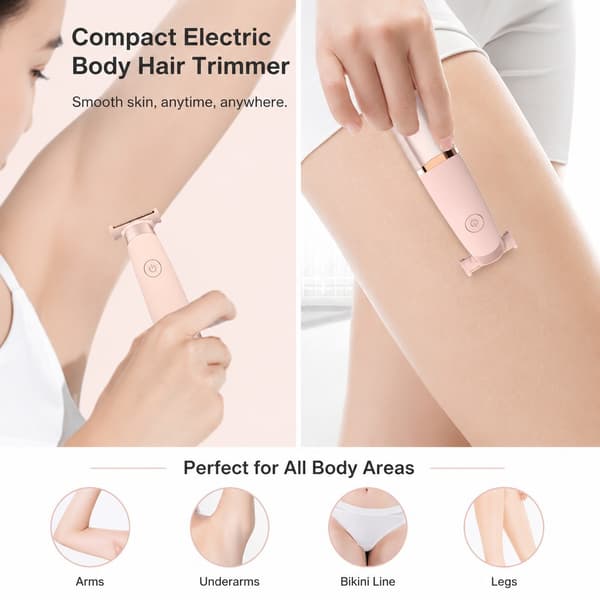 Elektrisk barbermaskin epilator hårfjerner for kvinner, trådløs oppladbar, rosa, kroppstrimmer