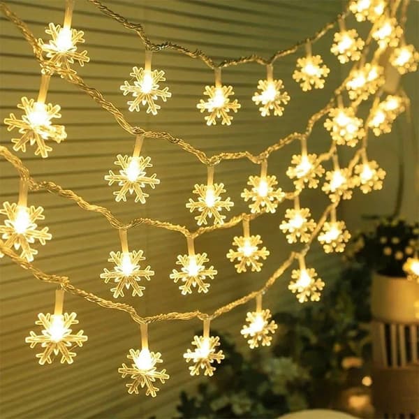LED Snefnug Gardinlys Batteriboks, Jule Sne Lys til Juletræ Hjem Indretning white-3 m 20 lamp battery