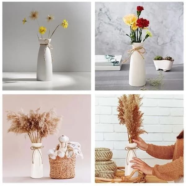 Vit Keramikvas, Modern Minimalistisk Dekorativ Vas, 7.3x23.3x9CM, för Blommor