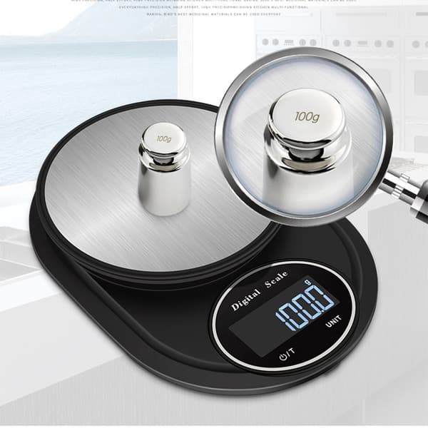 Digital køkkenvægt 5 kg/0,1 g præcision, platform i rustfrit stål, sølv
