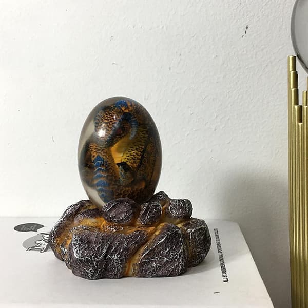 Glödande Lava Drakäggsprydnad, Grön, Heminredning, Dinosaurieägg Samlarobjekt