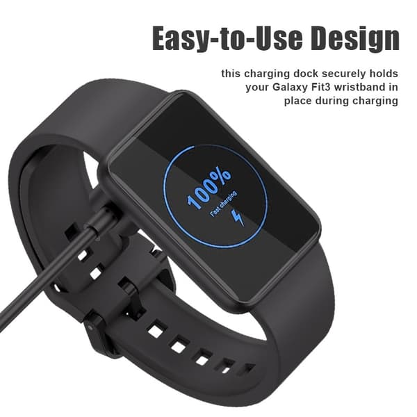 Opladningsdock kompatibel med Samsung Galaxy Fit3, USB-C magnetisk oplader, sort