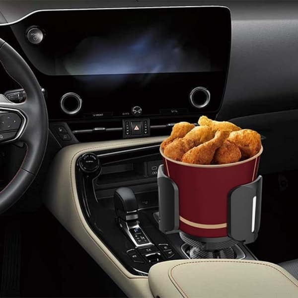 Bilkopholder, sort, justerbar ABS, passer til 7,5-14 cm kopper, telefon- og tablet-holder