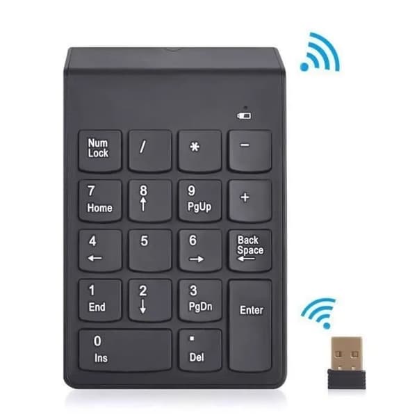 Trådløst numerisk tastatur, 2,4 GHz, ultratyndt, 18 taster, sort, til bærbar pc MacBook