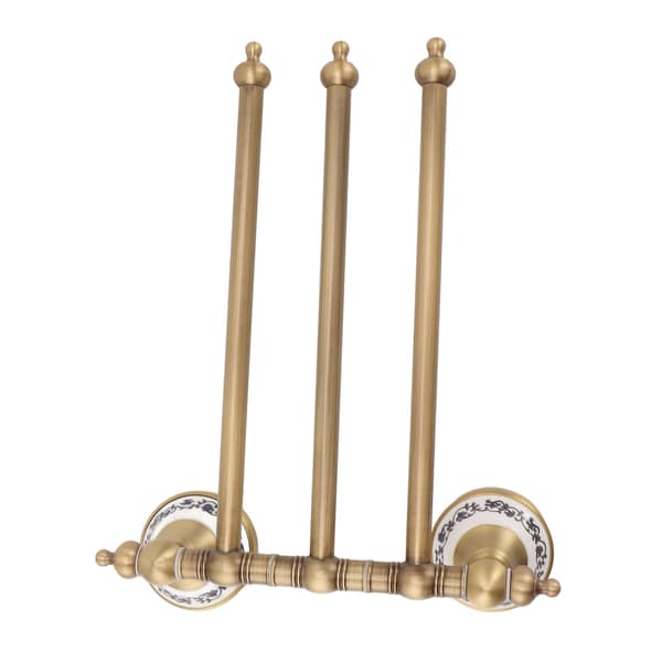 Svingbar håndklestang antikk messing, 3-stangs håndklestativholder for baderom