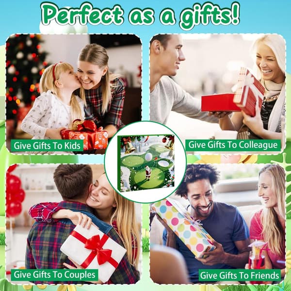Golf Julekalender, 24-dagers Nedtelling til Jul med Ornament, Køller, Baller, Pegger