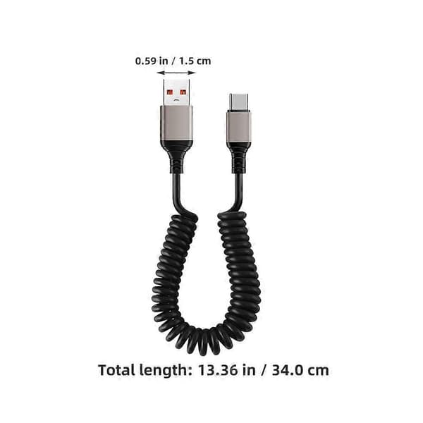 Typ-C USB-laddningskabel för dataöverföring 5 st flexibel svart sladd
