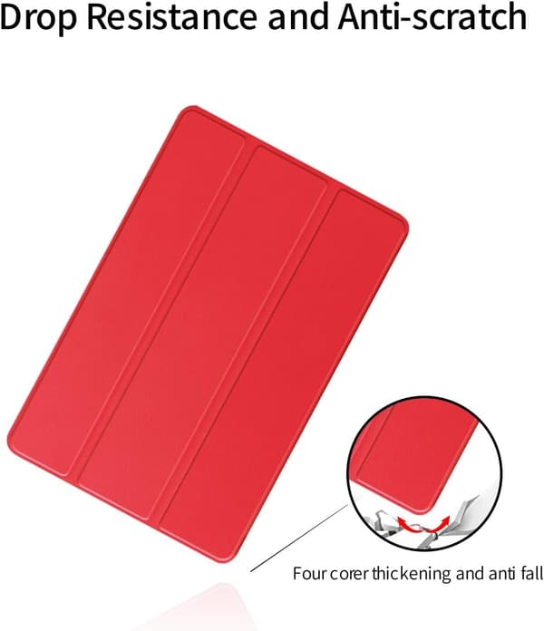 Tri-Fold surfplattefodral för Samsung Galaxy Tab S11 2025, PU-läder, fullt skydd, röd