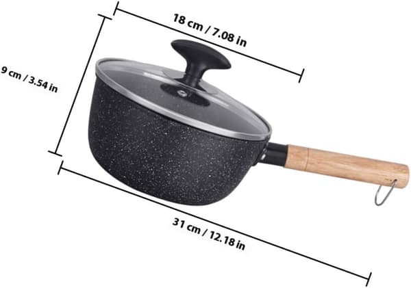 18 cm non-stick Maifan sten mælkesaucegryde med låg