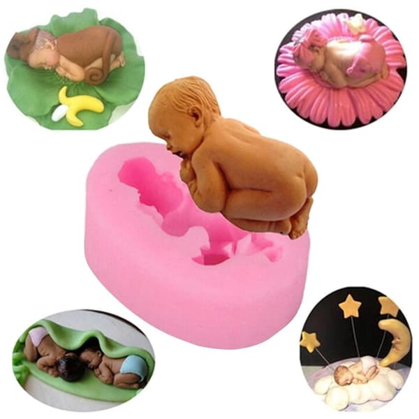 3D Sovande Baby Silikonform, DIY Godis Bakform för Fondant Chokladtårta